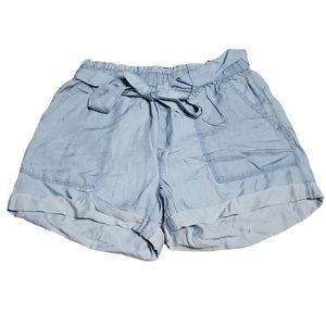 Aerie chambray 3.5" tie waist cuffed shorts NWT